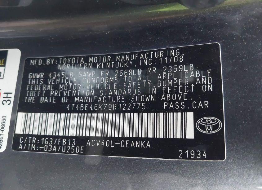 Photo 9 of 2009 Toyota Camry LE (VIN 4T4BE46K79R122775)