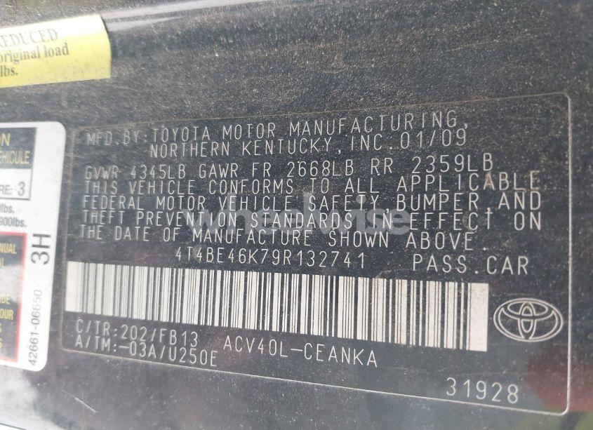 Photo 9 of 2009 Toyota Camry (VIN 4T4BE46K79R132741)