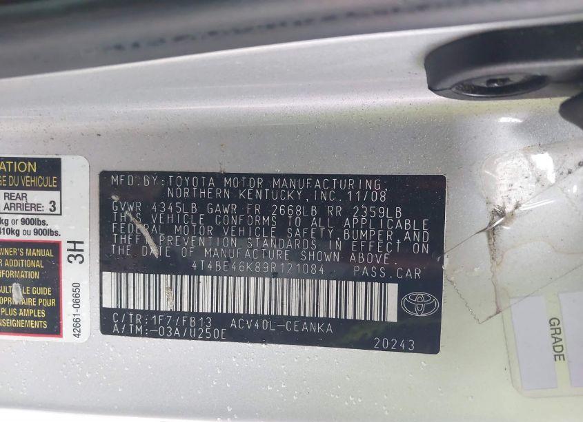 Photo 9 of 2009 Toyota Camry LE (VIN 4T4BE46K89R121084)