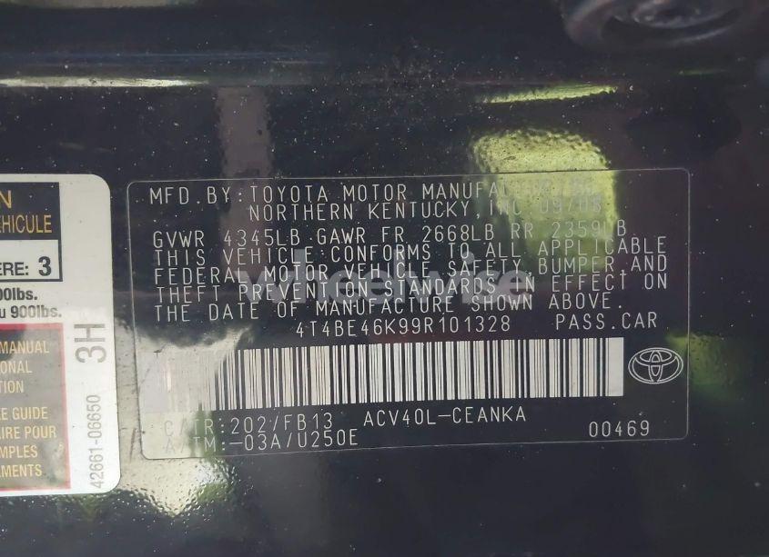 Photo 9 of 2009 Toyota Camry LE (VIN 4T4BE46K99R101328)