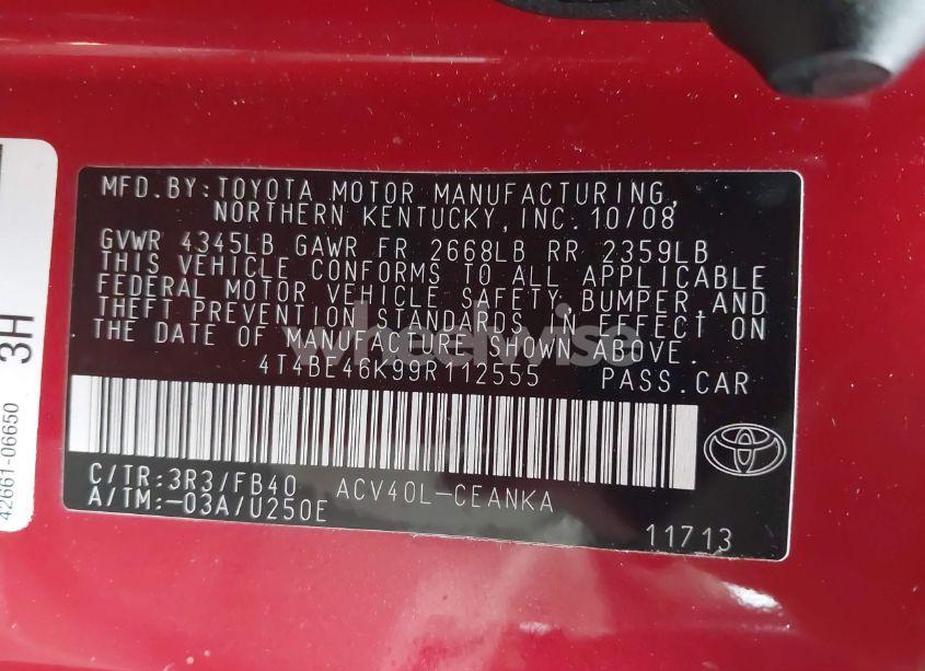 Photo 9 of 2009 Toyota Camry LE (VIN 4T4BE46K99R112555)