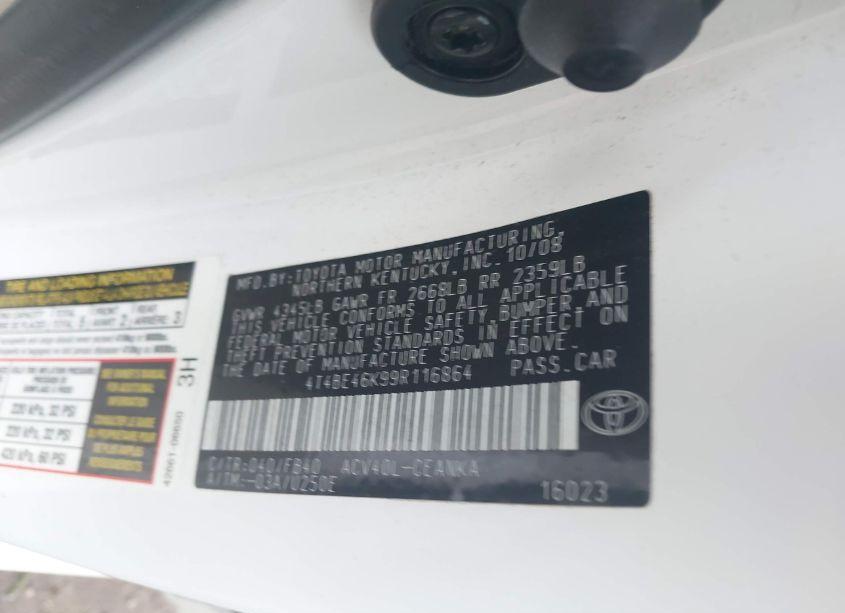 Photo 9 of 2009 Toyota Camry LE (VIN 4T4BE46K99R116864)