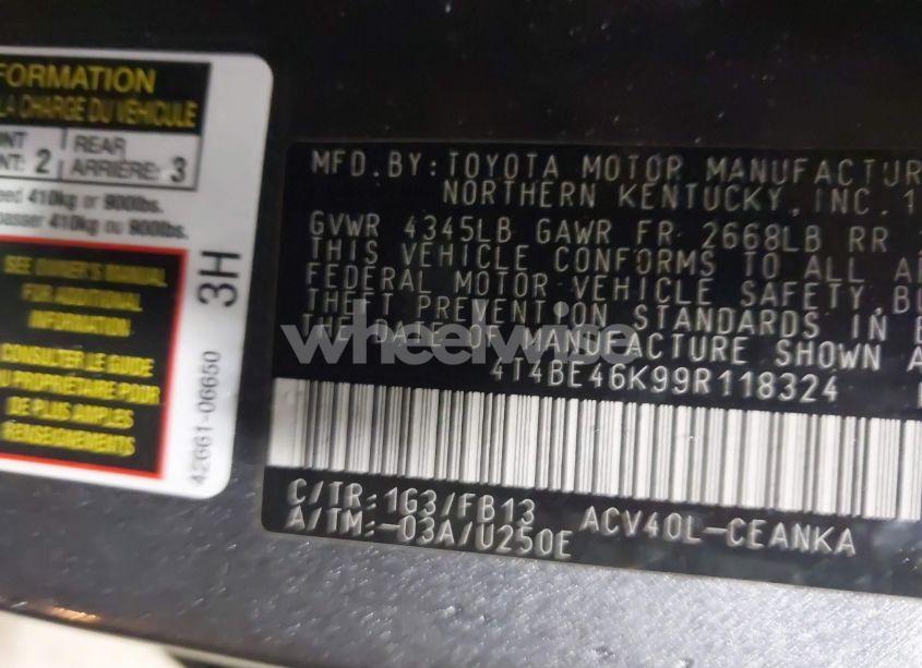 Photo 9 of 2009 Toyota Camry LE (VIN 4T4BE46K99R118324)