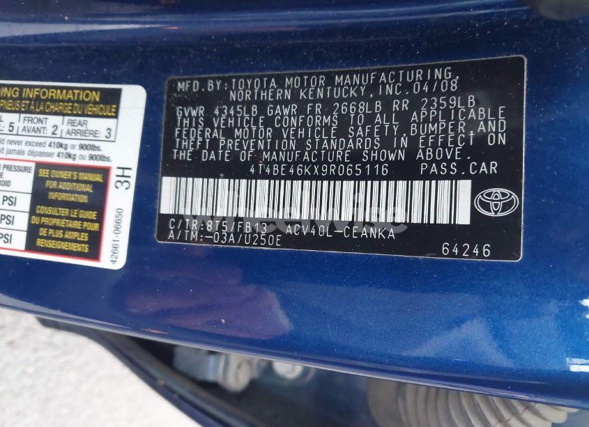 Photo 9 of 2009 Toyota Camry LE (VIN 4T4BE46KX9R065116)