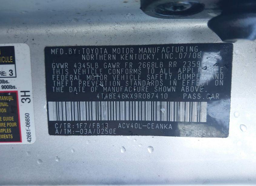 Photo 9 of 2009 Toyota Camry LE (VIN 4T4BE46KX9R087410)