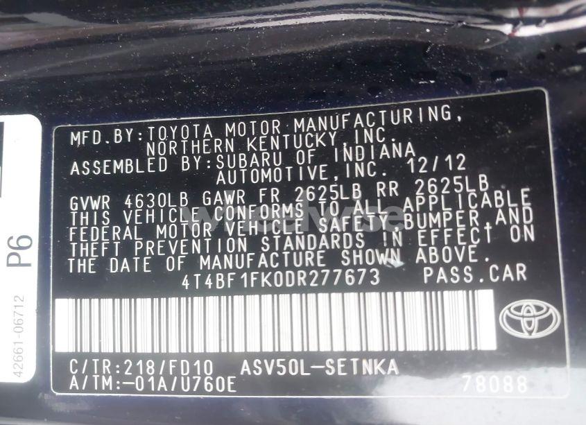 Photo 9 of 2013 Toyota Camry LE (VIN 4T4BF1FK0DR277673)