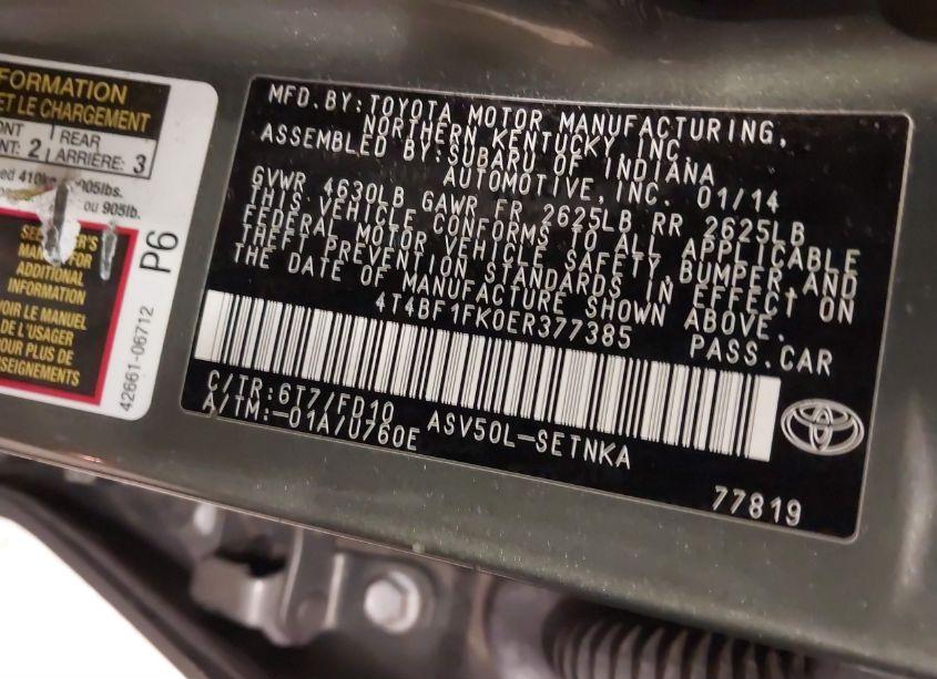 Photo 9 of 2014 Toyota Camry LE (VIN 4T4BF1FK0ER377385)