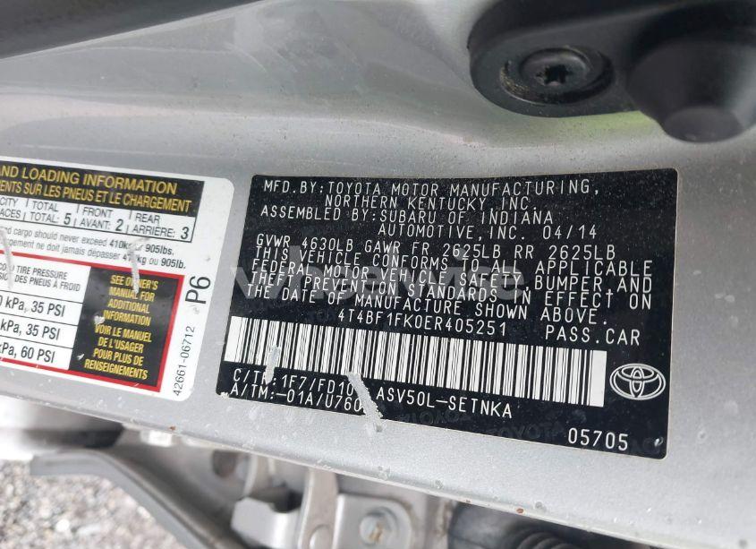 Photo 9 of 2014 Toyota Camry L/SE/LE/XLE (VIN 4T4BF1FK0ER405251)