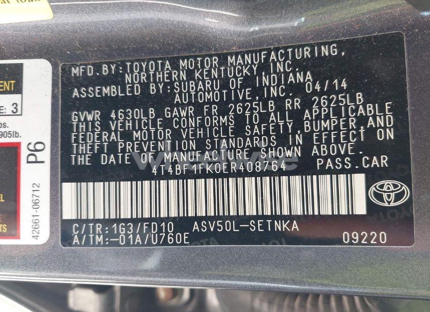 Photo 9 of 2014 Toyota Camry LE (VIN 4T4BF1FK0ER408764)