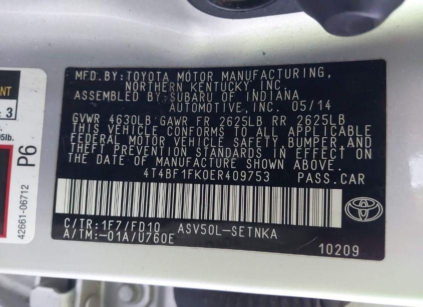 Photo 9 of 2014 Toyota Camry LE (VIN 4T4BF1FK0ER409753)