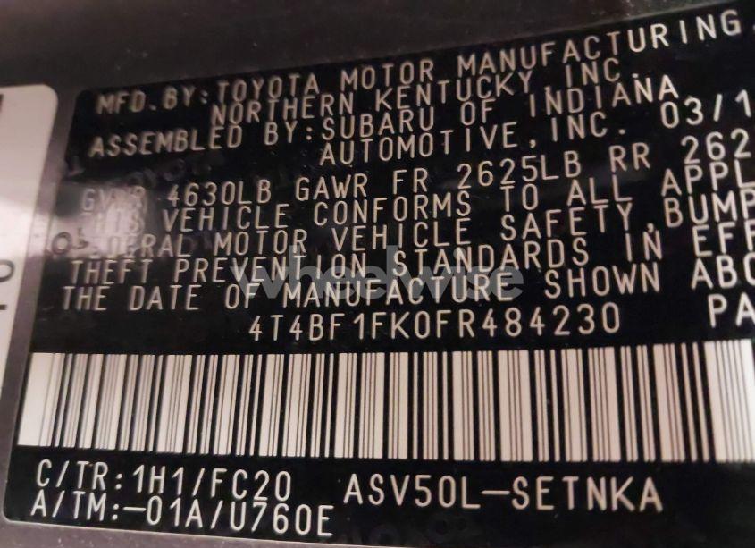 Photo 9 of 2015 Toyota Camry LE (VIN 4T4BF1FK0FR484230)