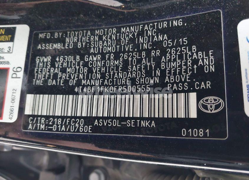 Photo 9 of 2015 Toyota Camry LE (VIN 4T4BF1FK0FR500555)