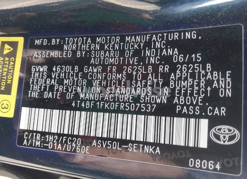 Photo 9 of 2015 Toyota Camry LE (VIN 4T4BF1FK0FR507537)