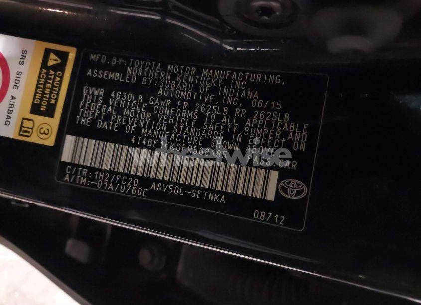 Photo 9 of 2015 Toyota Camry LE (VIN 4T4BF1FK0FR508185)