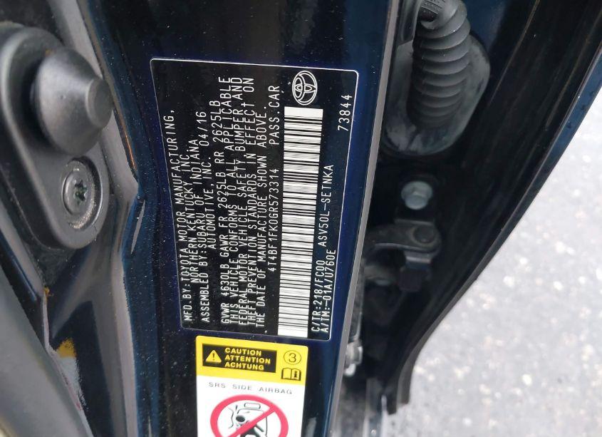 Photo 9 of 2016 Toyota Camry LE (VIN 4T4BF1FK0GR573314)