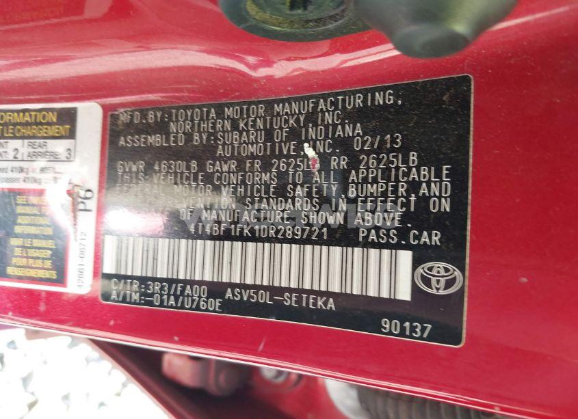 Photo 9 of 2013 Toyota Camry L (VIN 4T4BF1FK1DR289721)