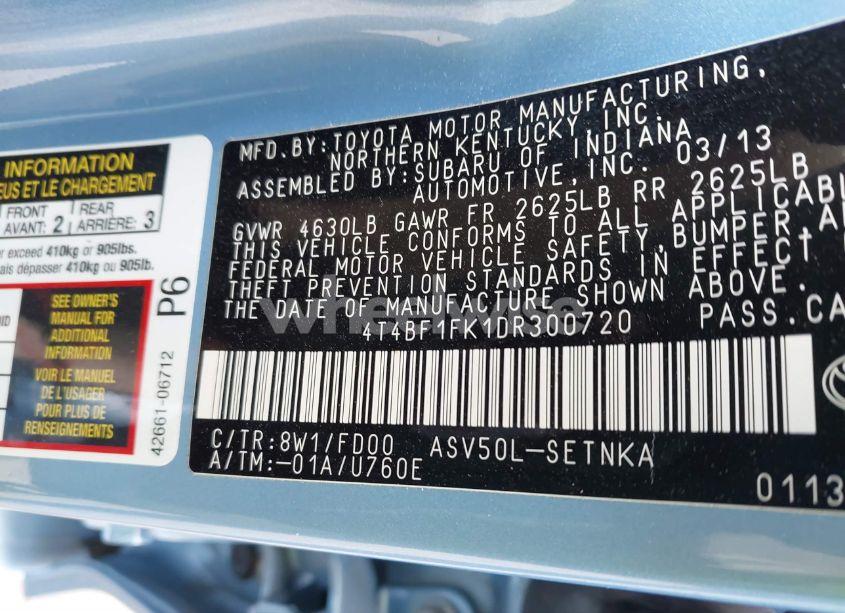 Photo 9 of 2013 Toyota Camry LE (VIN 4T4BF1FK1DR300720)