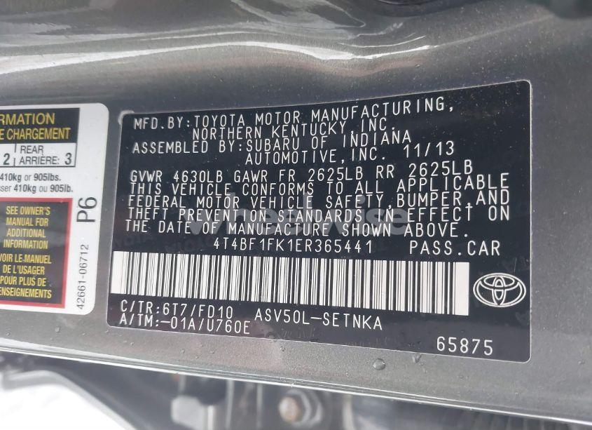Photo 9 of 2014 Toyota Camry LE (VIN 4T4BF1FK1ER365441)
