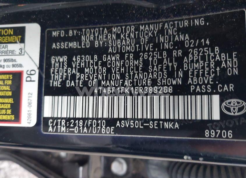 Photo 9 of 2014 Toyota Camry LE (VIN 4T4BF1FK1ER389268)