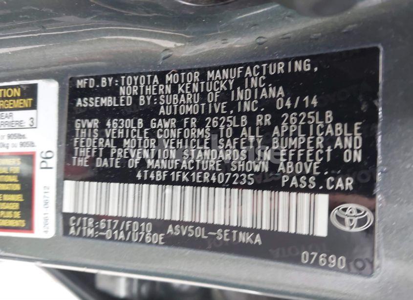 Photo 9 of 2014 Toyota Camry LE (VIN 4T4BF1FK1ER407235)