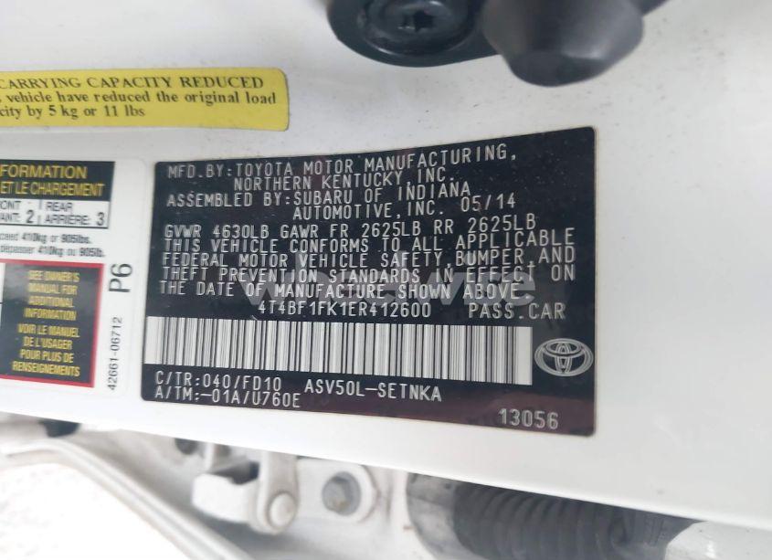 Photo 9 of 2014 Toyota Camry LE (VIN 4T4BF1FK1ER412600)