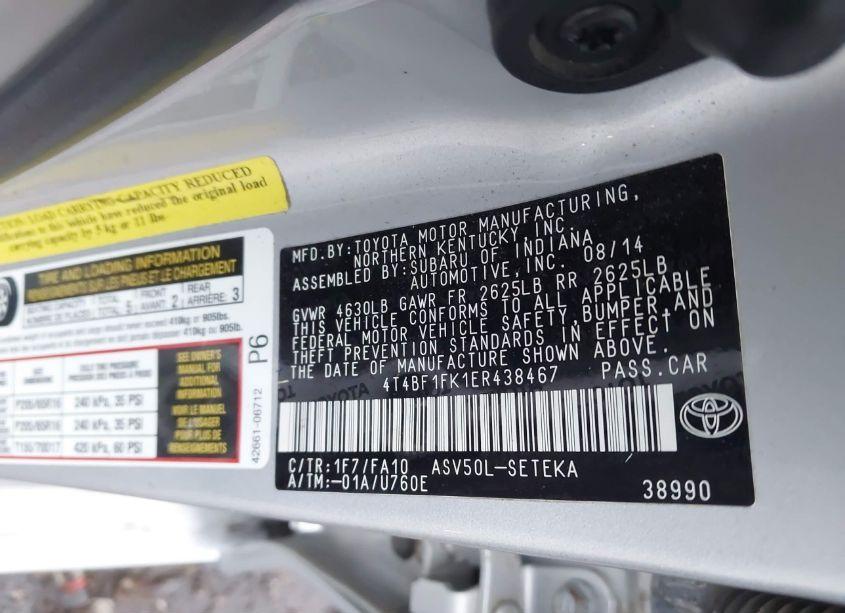 Photo 9 of 2014 Toyota Camry L (VIN 4T4BF1FK1ER438467)