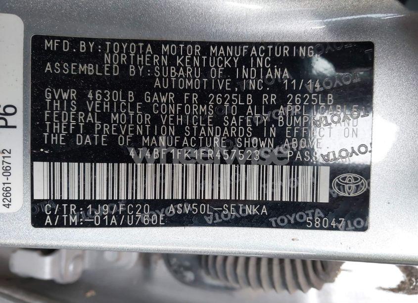 Photo 9 of 2015 Toyota Camry LE (VIN 4T4BF1FK1FR457523)