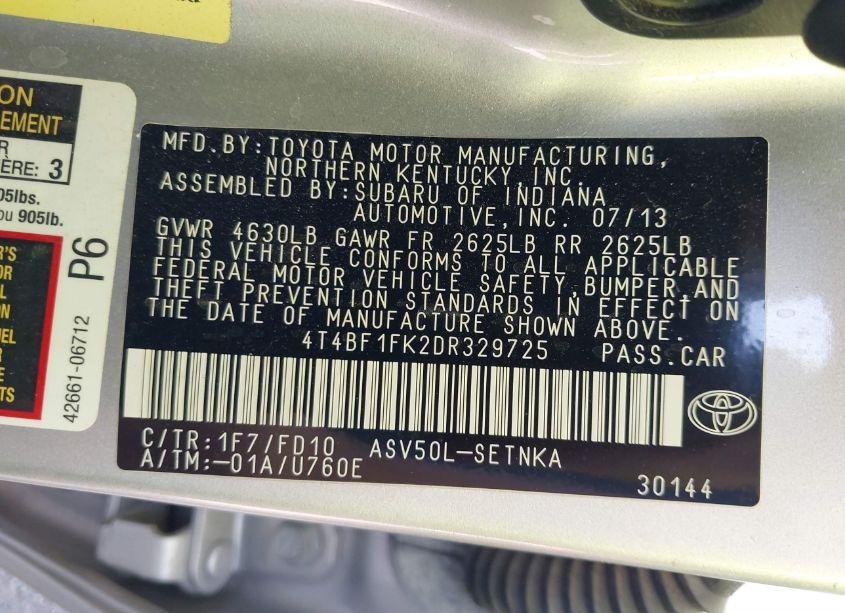 Photo 9 of 2013 Toyota Camry LE (VIN 4T4BF1FK2DR329725)