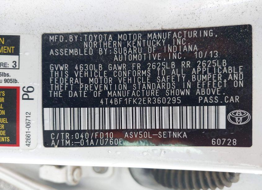 Photo 9 of 2014 Toyota Camry LE (VIN 4T4BF1FK2ER360295)