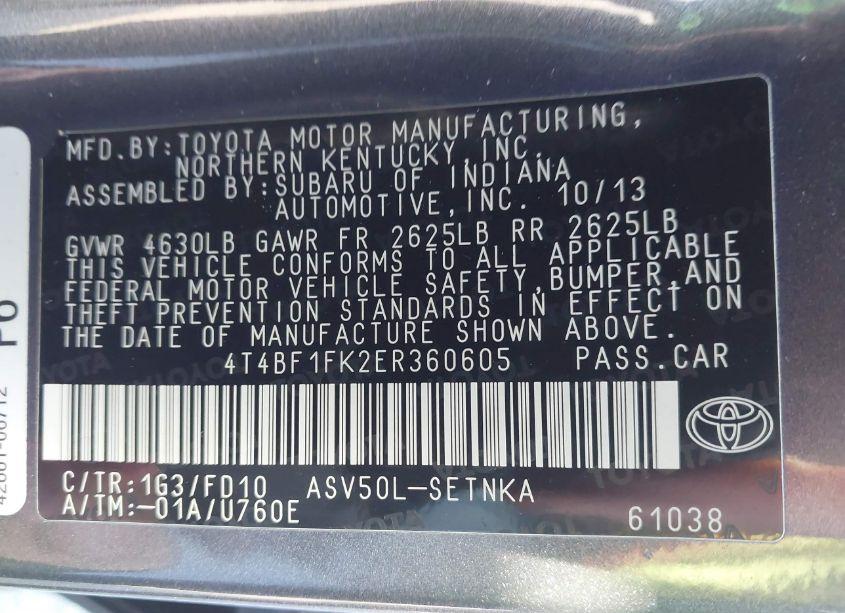Photo 9 of 2014 Toyota Camry LE (VIN 4T4BF1FK2ER360605)