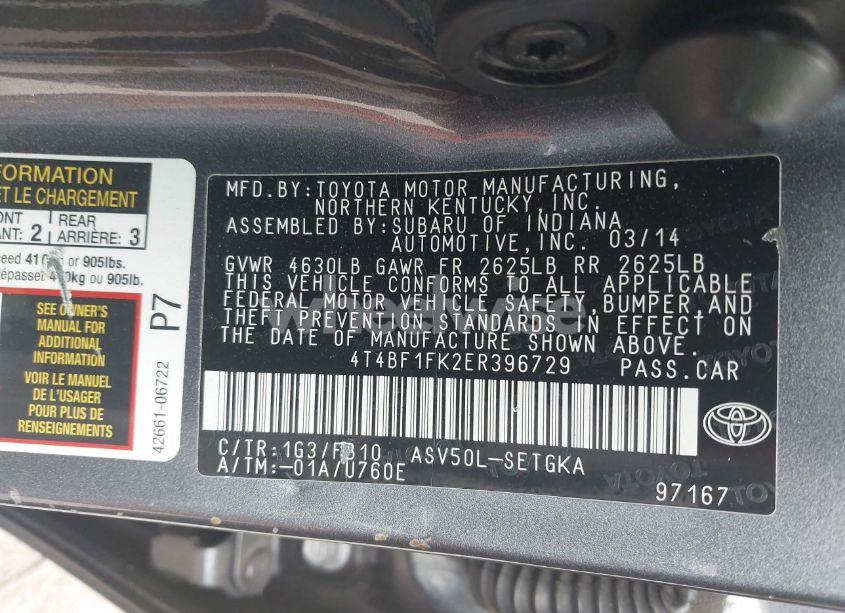 Photo 9 of 2014 Toyota Camry XLE (VIN 4T4BF1FK2ER396729)