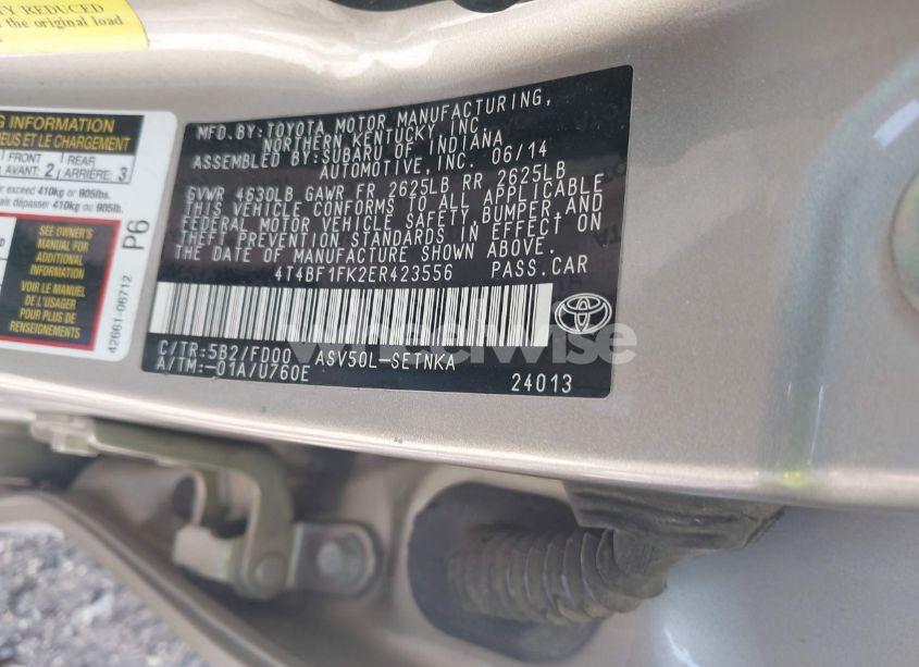 Photo 9 of 2014 Toyota Camry LE (VIN 4T4BF1FK2ER423556)