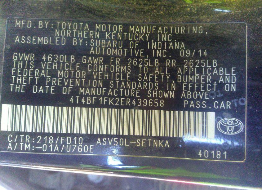 Photo 9 of 2014 Toyota Camry LE (VIN 4T4BF1FK2ER439658)