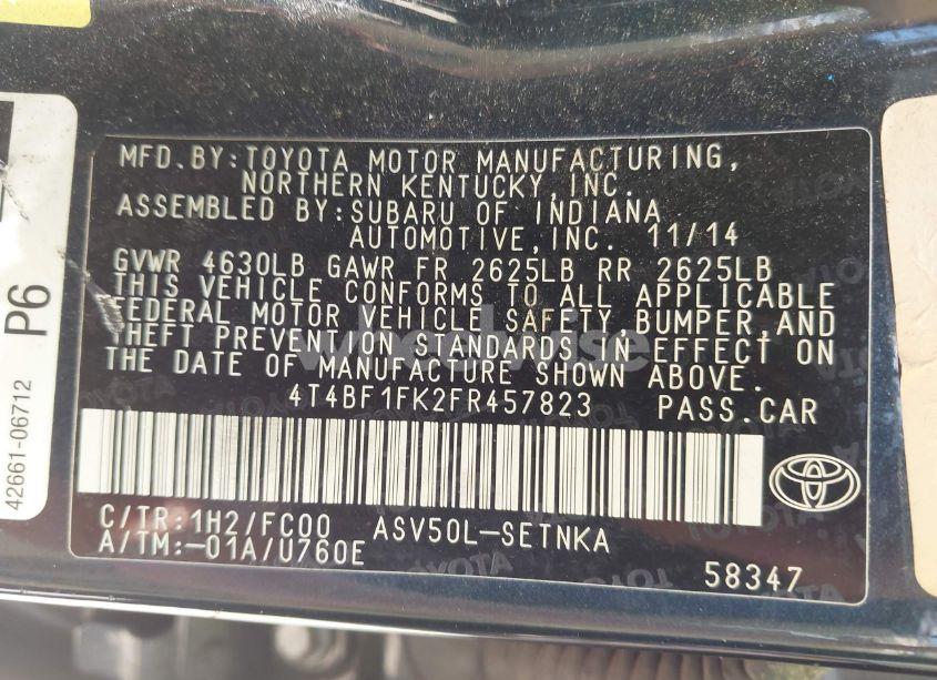 Photo 9 of 2015 Toyota Camry LE (VIN 4T4BF1FK2FR457823)