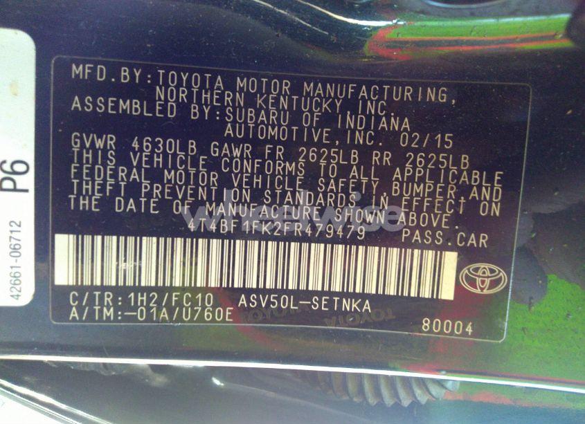 Photo 9 of 2015 Toyota Camry LE (VIN 4T4BF1FK2FR479479)