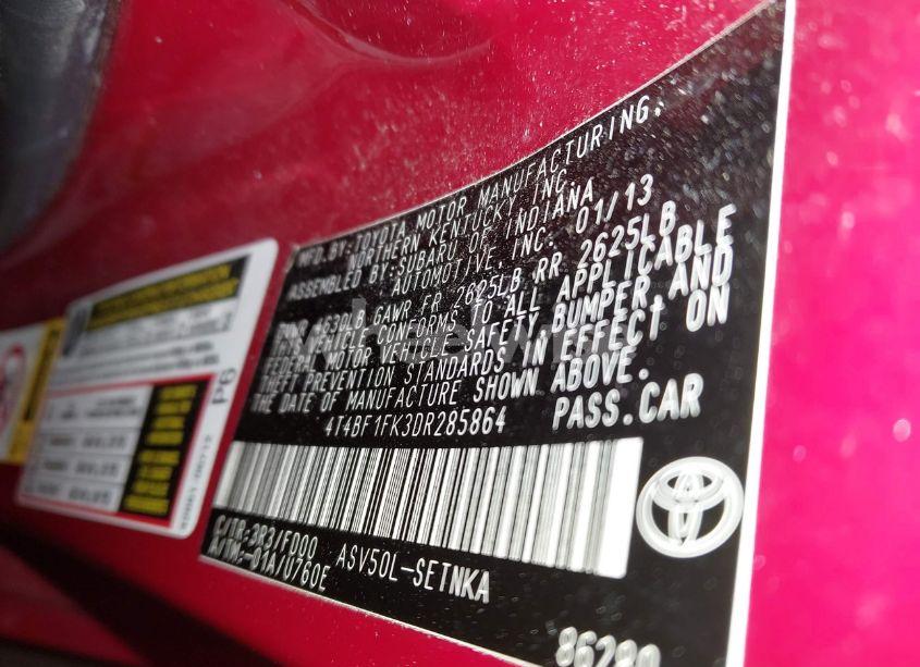 Photo 9 of 2013 Toyota Camry LE (VIN 4T4BF1FK3DR285864)