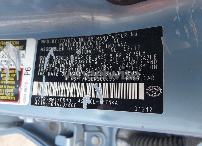 Photo 9 of 2013 Toyota Camry LE (VIN 4T4BF1FK3DR300895)