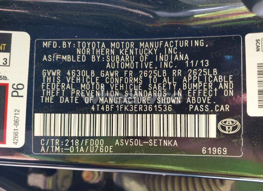 Photo 9 of 2014 Toyota Camry L/LE/SE/SE SPORT/XLE (VIN 4T4BF1FK3ER361536)