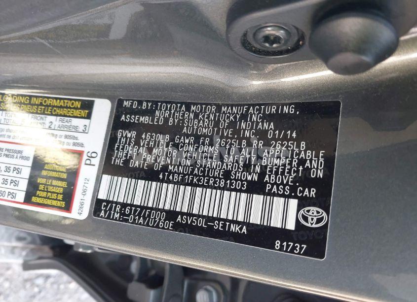 Photo 9 of 2014 Toyota Camry LE (VIN 4T4BF1FK3ER381303)