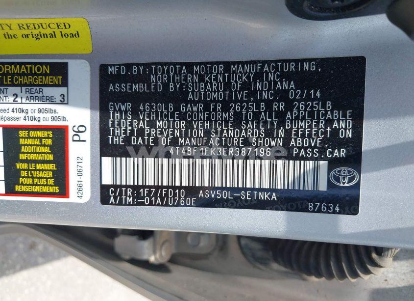 Photo 9 of 2014 Toyota Camry LE (VIN 4T4BF1FK3ER387196)
