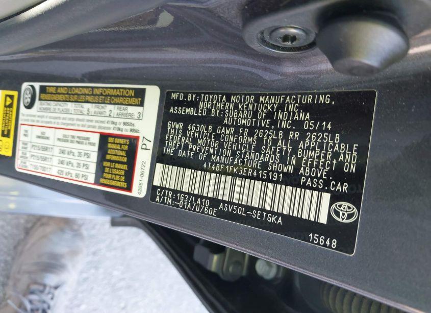 Photo 9 of 2014 Toyota Camry XLE (VIN 4T4BF1FK3ER415191)