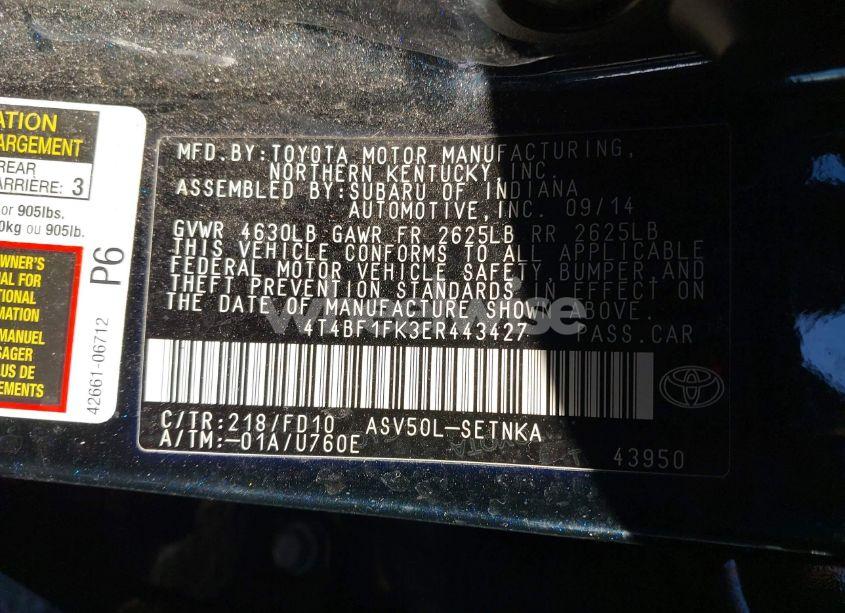 Photo 9 of 2014 Toyota Camry LE (VIN 4T4BF1FK3ER443427)