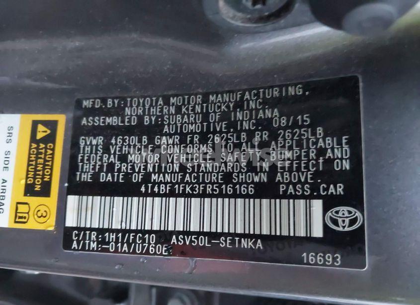 Photo 9 of 2015 Toyota Camry LE (VIN 4T4BF1FK3FR516166)