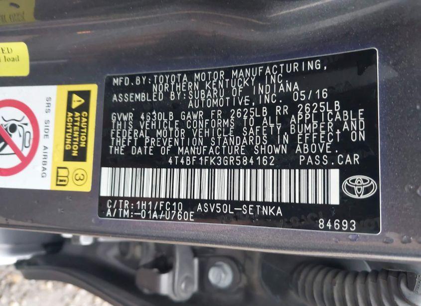 Photo 9 of 2016 Toyota Camry LE (VIN 4T4BF1FK3GR584162)