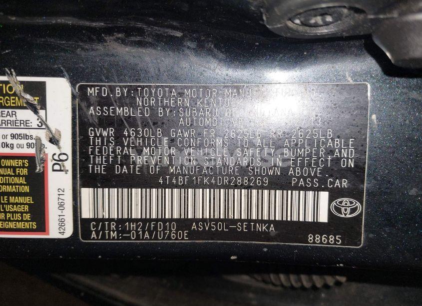 Photo 9 of 2013 Toyota Camry LE (VIN 4T4BF1FK4DR288269)