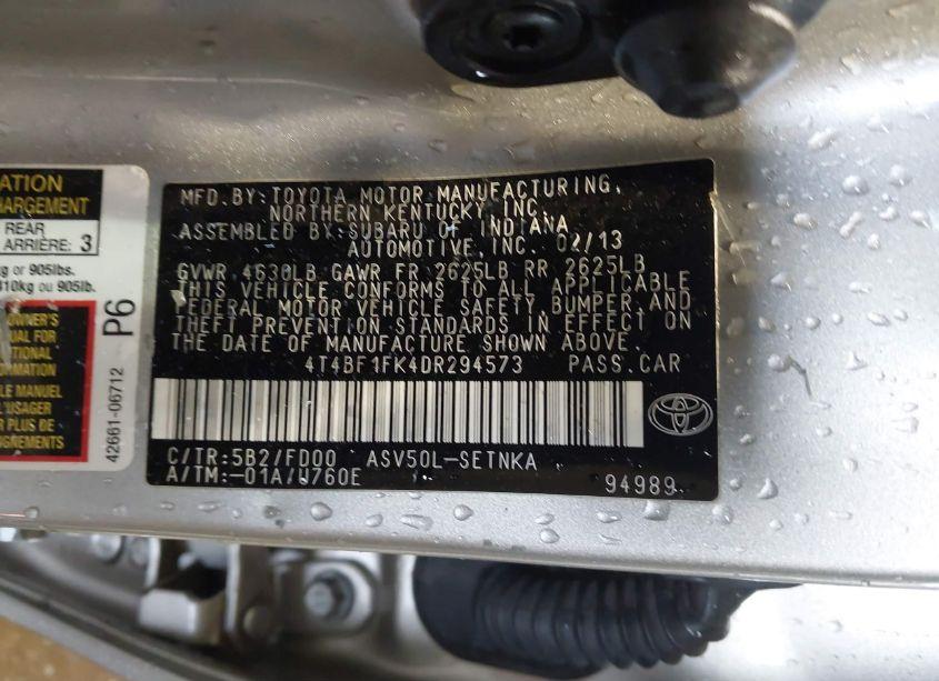 Photo 9 of 2013 Toyota Camry LE (VIN 4T4BF1FK4DR294573)