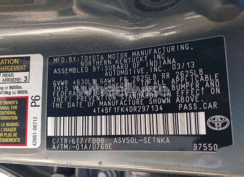 Photo 9 of 2013 Toyota Camry LE (VIN 4T4BF1FK4DR297134)