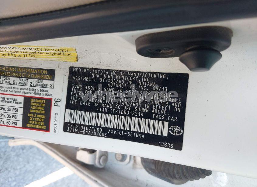 Photo 9 of 2013 Toyota Camry LE (VIN 4T4BF1FK4DR313218)