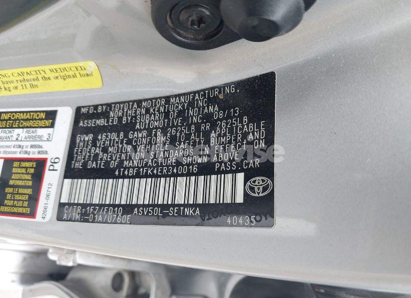 Photo 9 of 2014 Toyota Camry LE (VIN 4T4BF1FK4ER340016)