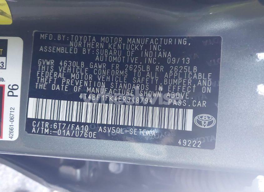 Photo 9 of 2014 Toyota Camry L (VIN 4T4BF1FK4ER348794)